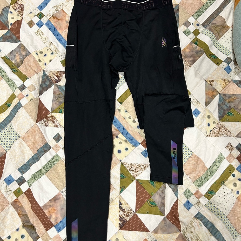 Spyder Black Performance Leggings with Reflective Details